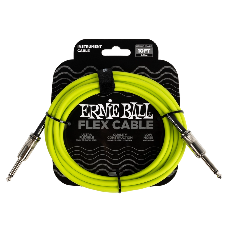 Ernie Ball 6414EB Flex Instrument Cable Straight/Straight (Green) - 10ft