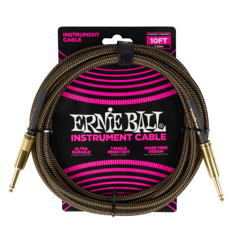 Ernie Ball 6428EB Câble tressé droit (Pay Dirt) - 10 '