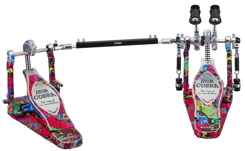 Tama IRON COBRA 50th Anniversary Limited Edition Power Glide Twin Pedal (Marble Psychedelic Rainbow)