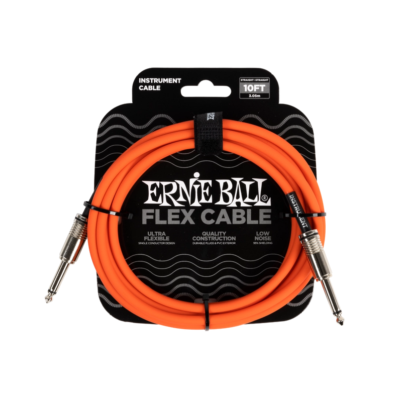 Ernie Ball 6416EB Flex Instrument Cable Straight/Straight (Orange) - 10ft