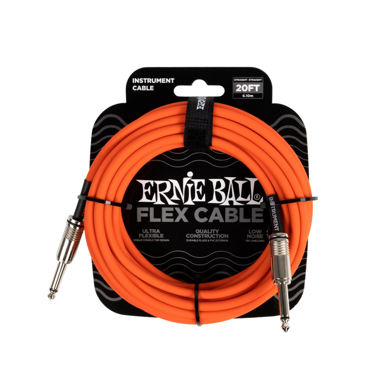 Ernie Ball 6421EB Flex Instrument Cable Straight/Straight (Orange) - 20ft