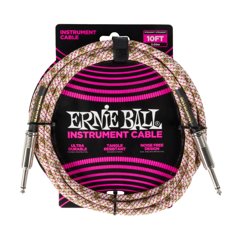 Ernie Ball 6426EB 1/4 to 1/4 Straight Braided Cable (Emerald Argyle) - 10'