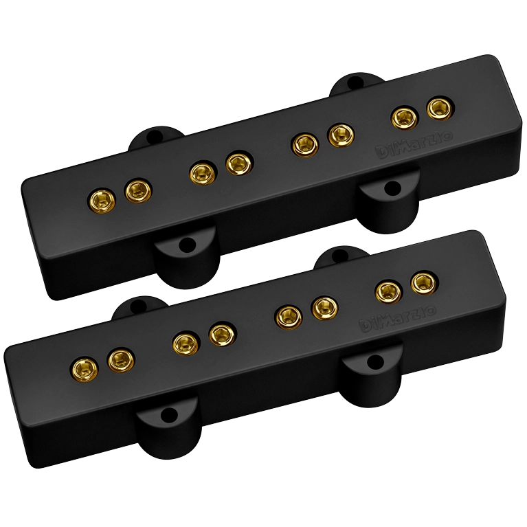 DiMarzio DP123 Bass Model J Pickup Set (Black With Gold Poles)