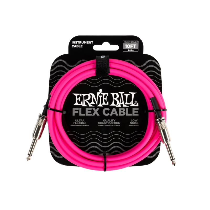 Ernie Ball 6413EB Flex Instrument Cable Straight/Straight (Pink) - 10 ft