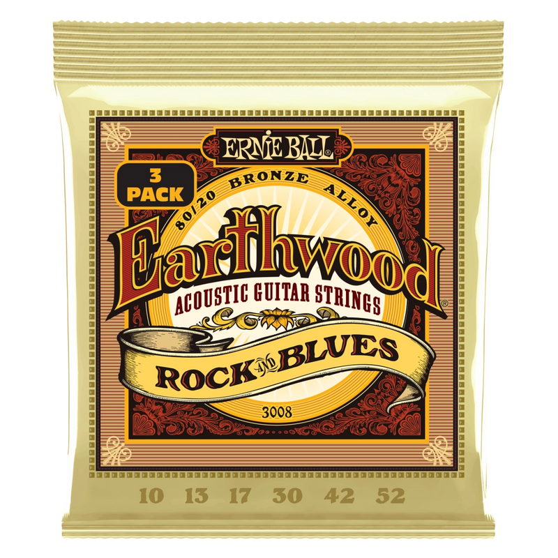 Ernie Ball 3008EB Earthwood Rock & Blues Acoustic Guitar Strings (3 Pack)