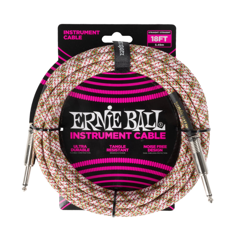 Ernie Ball 6430EB Câble tressé droit (Emerald Argyle) - 18 '