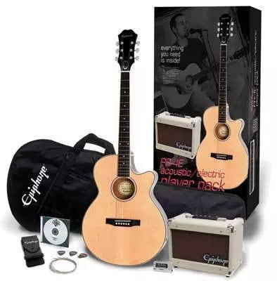 Pack de lecteur de guitare acoustique/électrique Epiphone PR4E (naturel)