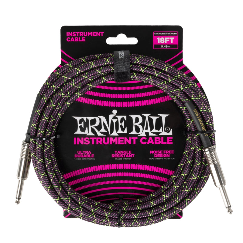 Ernie Ball 6431EB 1/4 à 1/4 Câble tressé droit (Purple Python) - 18 '