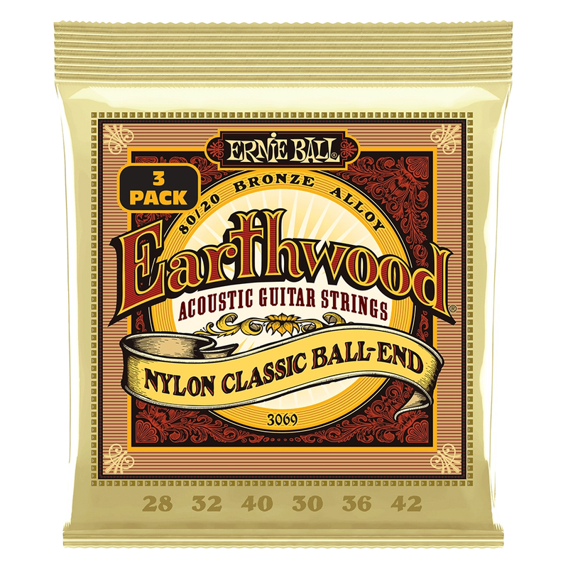 Ernie Ball 3069eb Earthwood Folk Nylon Acoustic Guitar Strings (3pack)