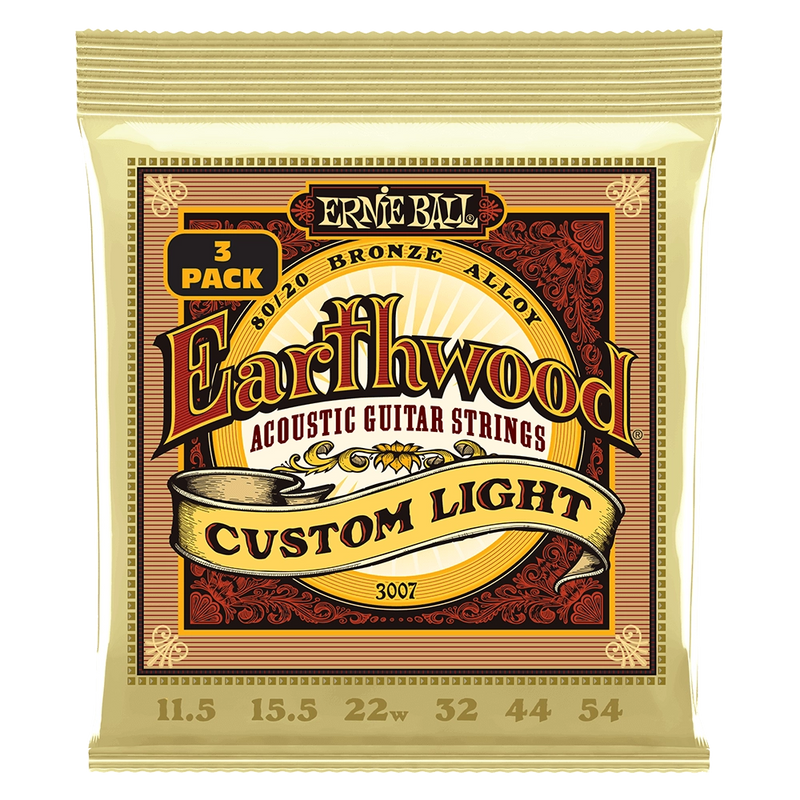 Ernie Ball 3007EB Earthwood Light Acoustic Guitar Strings (3 Pack)