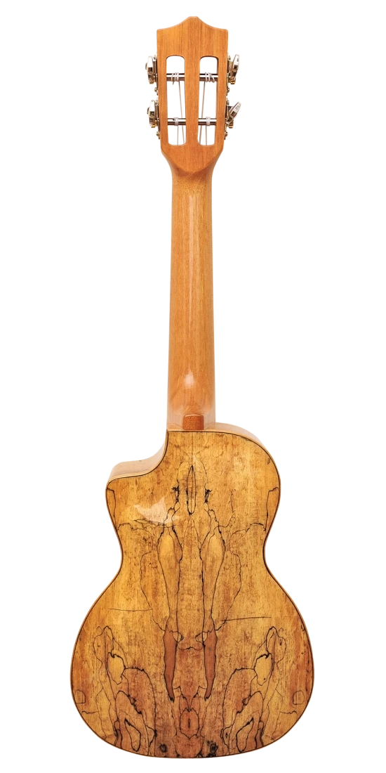 Leho LHUC-CMF-CE SPALTED MAPLE CONCET UKULELE COUPAWAY AVEC CEDAR SOLID