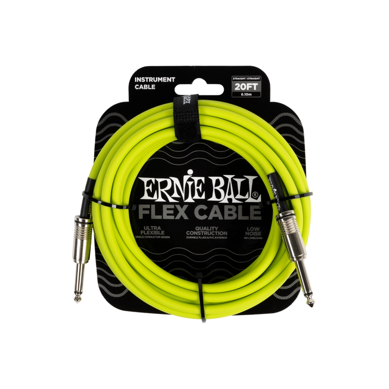 Ernie Ball 6419EB Flex Instrument Cable Straight/Straight (Green) - 20ft