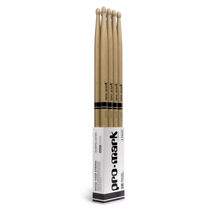 Pro-Mark TX2BW-4P Forward Lacquered Hickory Drumsticks - 2B (4-Pack)