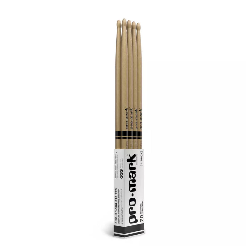 Pro-Mark TX7AW-4P Forward Lacquered Hickory Drumsticks - 7A (4-Pack)