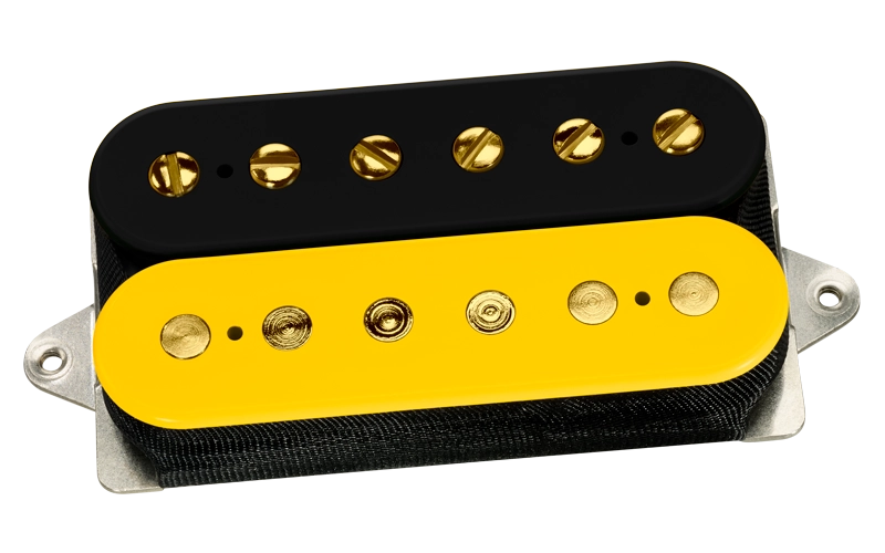 DiMarzio DP224F Andy Timmons AT-1 F-Spaced Humbucker (Black/Yellow With Gold Poles)