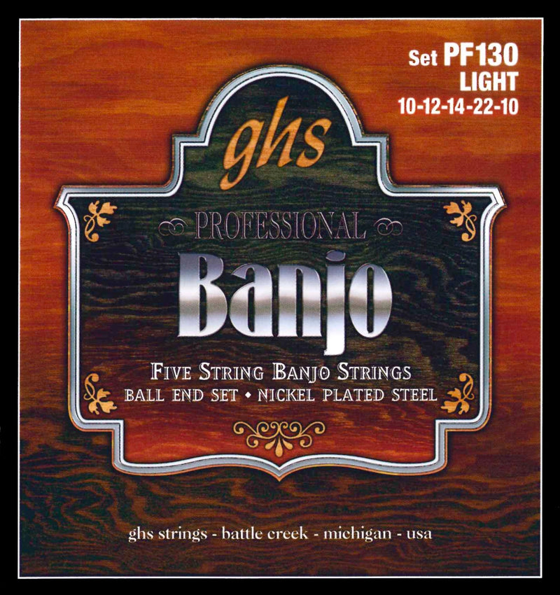 Ghs PF130 Banjo 5 String Ball End Regular .010 - .022