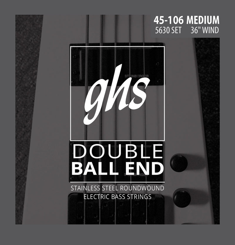 Ghs 5630 Double Ball End Bass Strings Roundwound, Stainless Steel - Medium