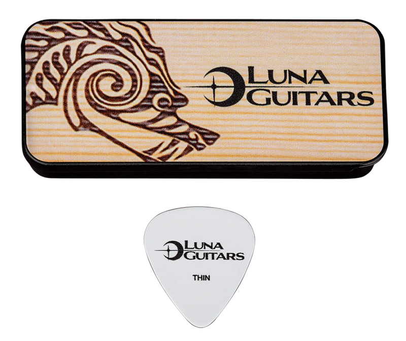 Luna PICK TIN LIGHT Light Pick Tin 6 Picks (Dragon) - .73mm