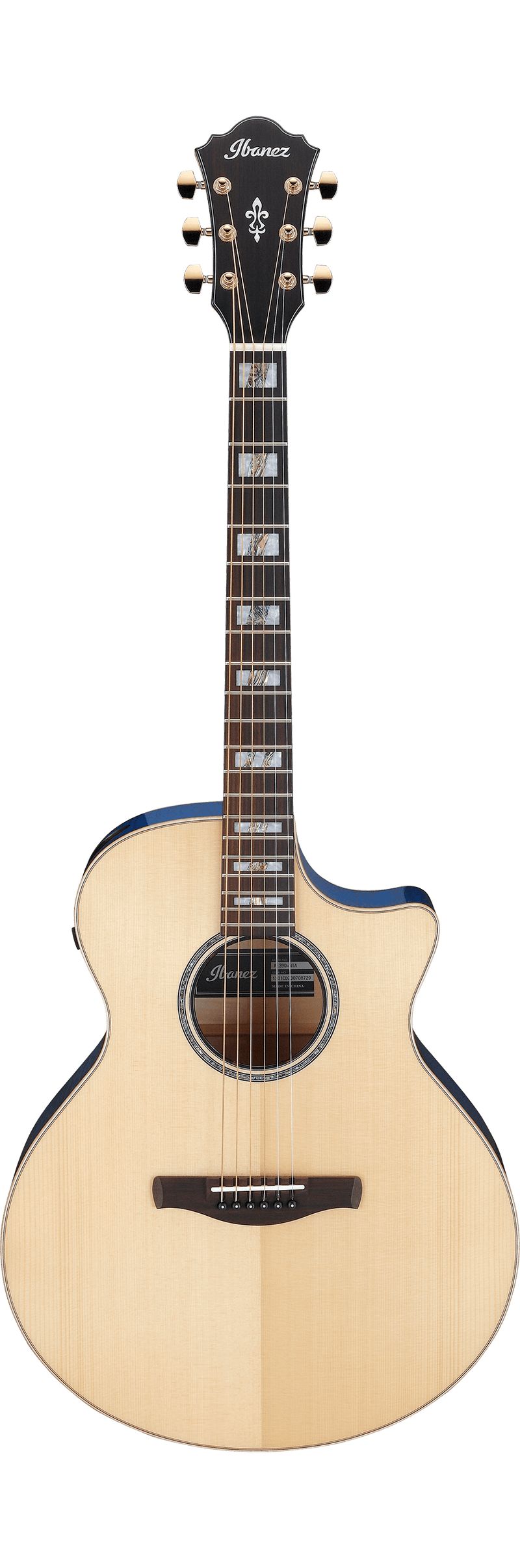 Ibanez AE390 Acoustic Guitar (Natural High Gloss, Aqua Blue High Gloss)