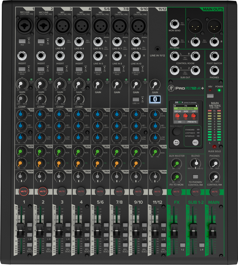 Mackie PROFX12V3+ 12-Channel Analog Mixer With Enhanced FX, USB Recording Modes and Bluetooth