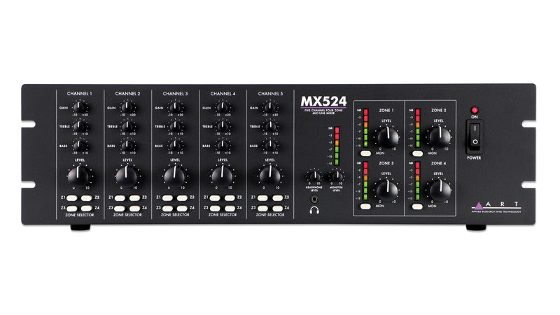 ART MX524 Five Channel Four Zone Mic/Line Mixer
