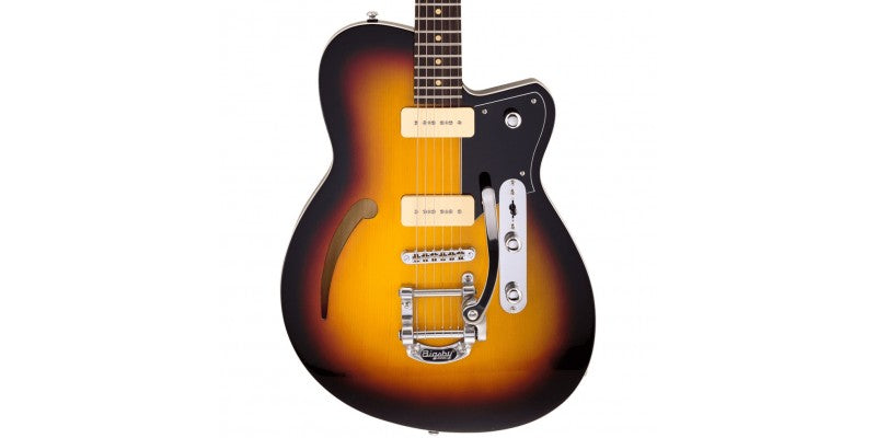 Reverend CK290-G-3tbu-RW-9090-BK-B Club King 290 Semi Hollow-Body Electric Guitar (3-Tone Burst)