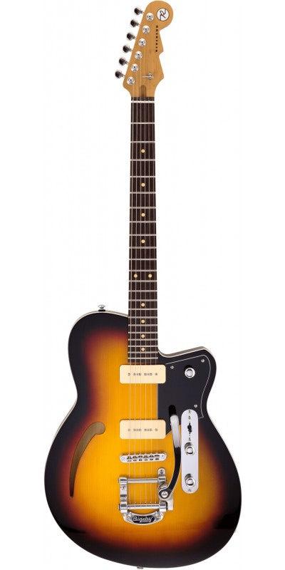 Reverend CK290-G-3tbu-RW-9090-BK-B Club King 290 Semi Hollow-Body Electric Guitar (3-Tone Burst)