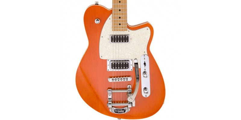 Reverend FR-G-roog-RM-RBRB-PL-B Flatroc Electric Guitar (Rock Orange)