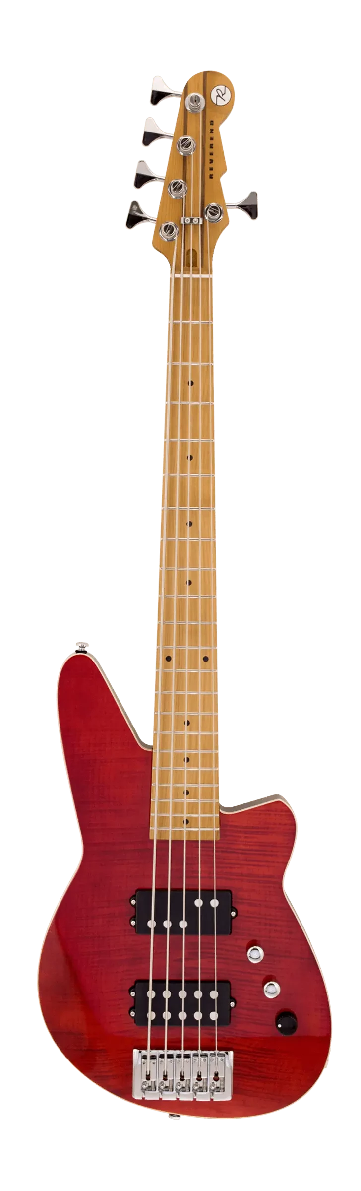 Reverend MERCALLI 5 FM 5-string Bass Guitar (Transparent Red Flame Maple)