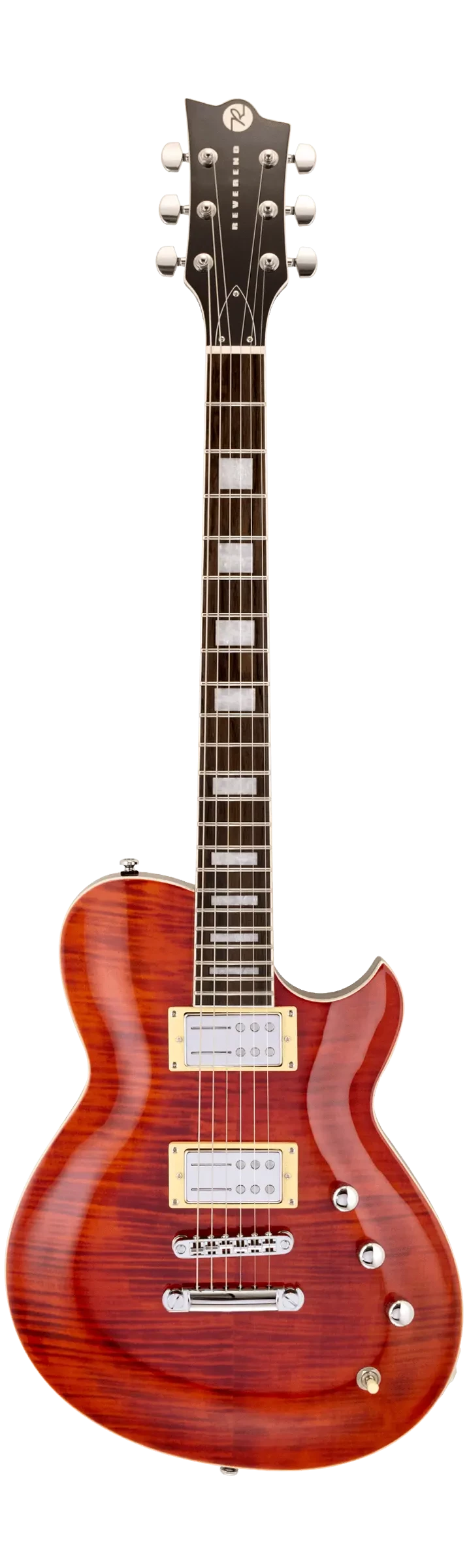 Guitare électrique Reverend ROUNDHOUSE RA (érable flammé rouge transparent)