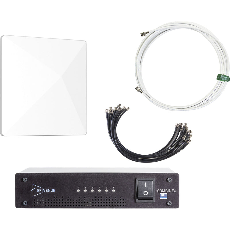 RF Venue COMB6CP-ARC Diversity Architectural Antenna & COMBINE6 HDR 6-Channel Antenna Combiner Bundle
