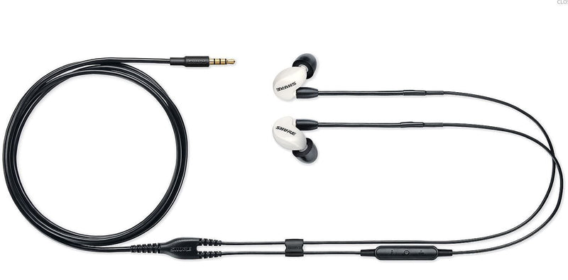 Shure SE215DYWH+UNI Écouteurs intra-auriculaires stéréo à isolation sonore avec câble universel pour micro à distance RMCE-UNI (Blanc)