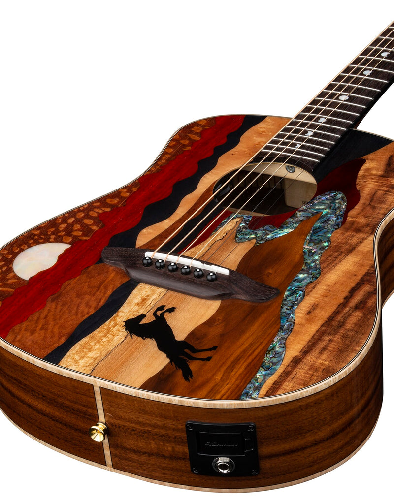 Luna SAFARI VISTA STALLION Travel Acoustic/Electric Guitar (Gloss)