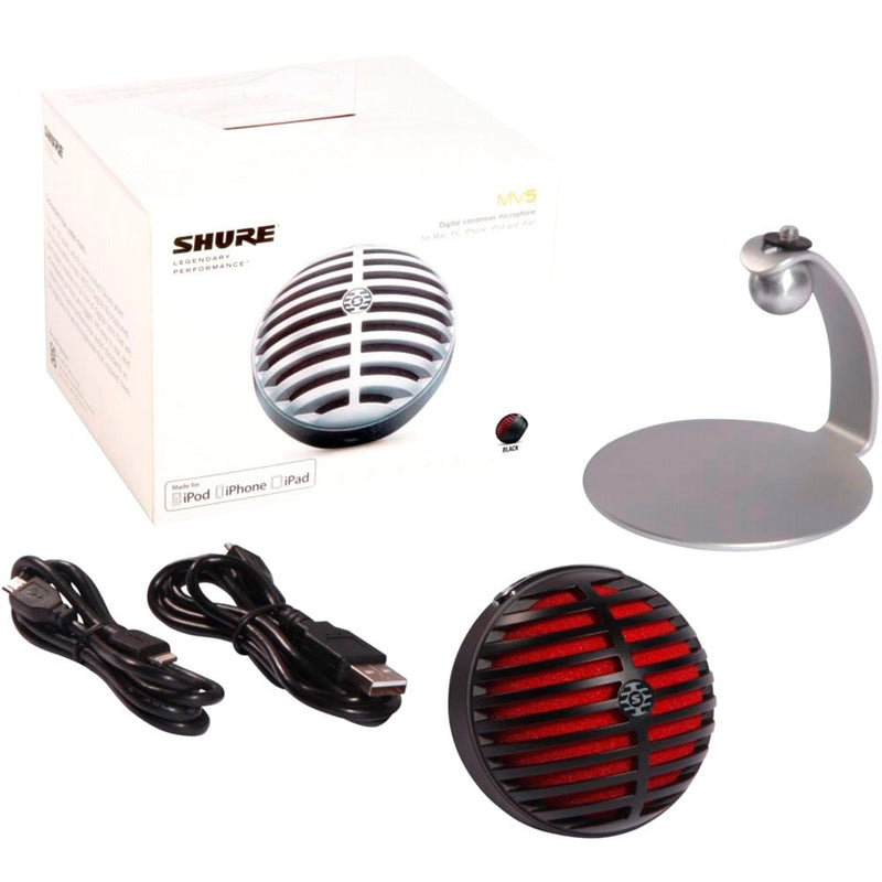 Shure MV5-B-DIG Motiv MV5 Digital Condenser Microphone (Black) (DEMO)