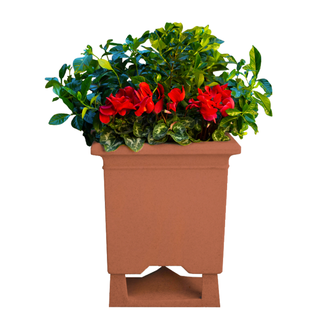 Rockustics SQUAREROOT-6.5-TC-T Outdoor Square Plant Speaker with Transformer (Terra Cotta) - 6.5"