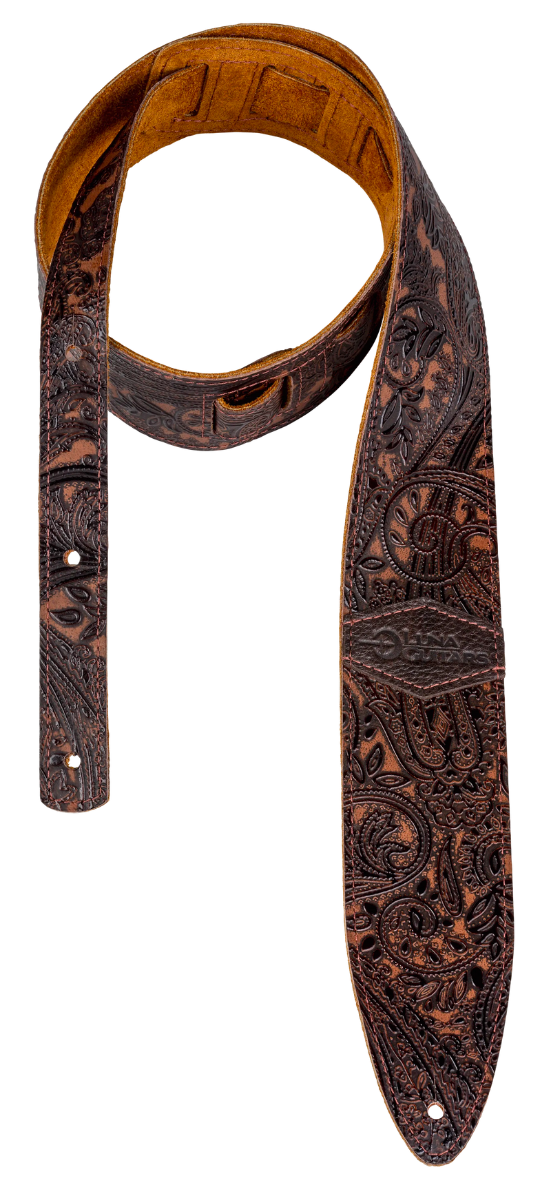 Luna STRAP LUNA LTH SLDR BR Leather Guitar Strap (Paisley Brown)