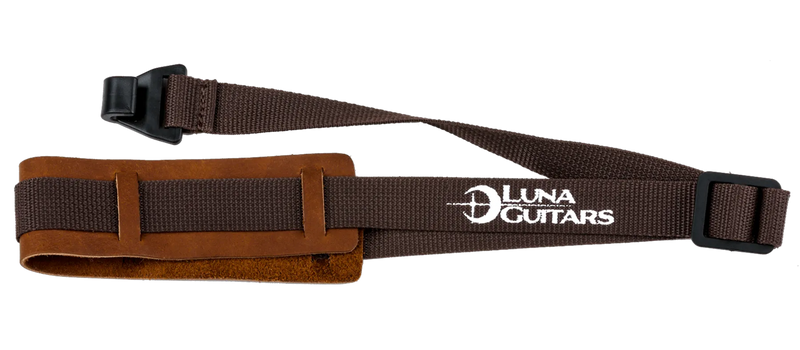 Luna STRAP LUNA UKE BR Ukulele Strap With Leather Pad (Brown)
