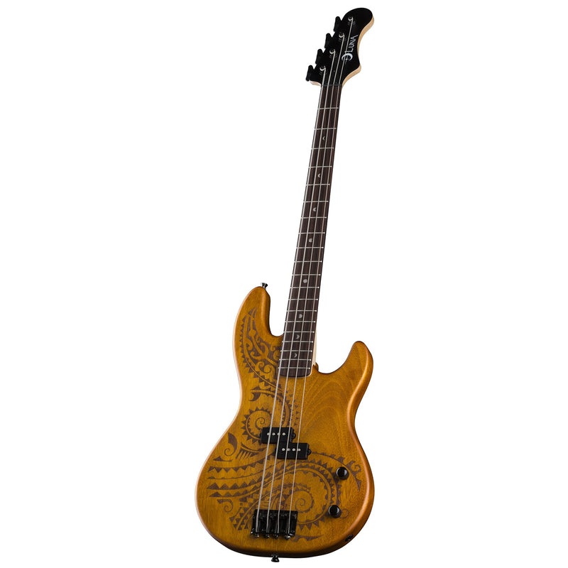 Luna TAT 34 Tattoo Electric Bass Guitar (Satin Natural)