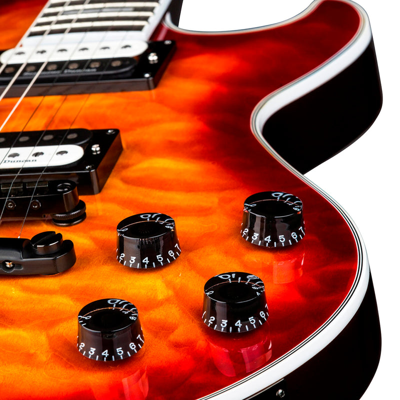 Dean Guitars TB SEL QM TCS Thoroughbred Select Quilt Top Electric Guitar (Trans Cherry Sunburst)