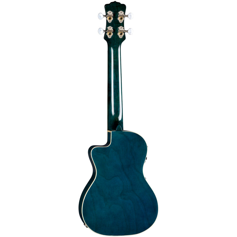 Luna UKE DPN Dolphin Flame Concert Ukulele (Transparent Blue)