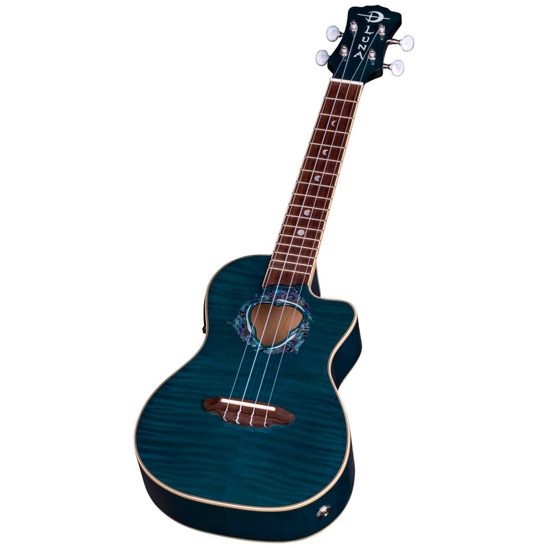 Luna UKE DPN Dolphin Flame Concert Ukulele (Transparent Blue)