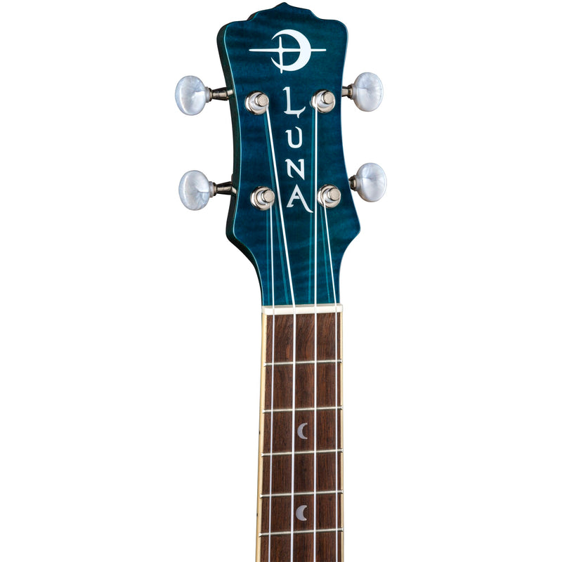 Luna UKE DPN Dolphin Flame Concert Ukulele (Transparent Blue)