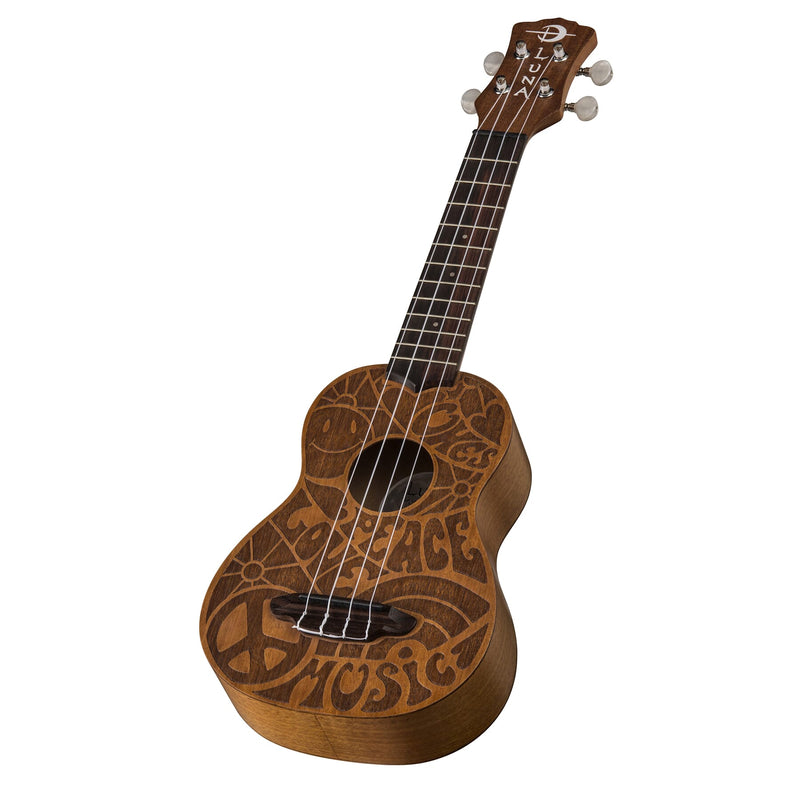 Luna UKE PCE Love Music Peace Soprano Ukulele (Satin Natural)