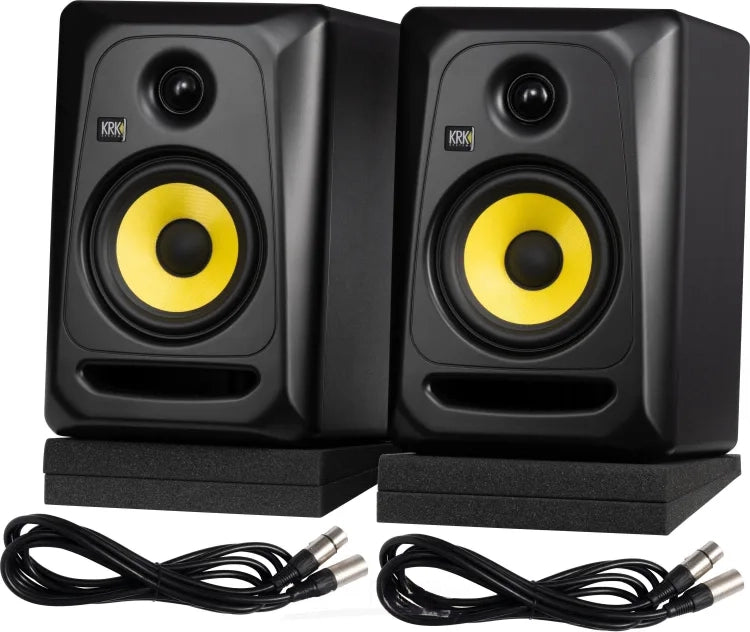 KRK CL5-G3PK1 2x Classic 5 Monitors, 2x Isolation Pads and 2x 10' XLR Cables