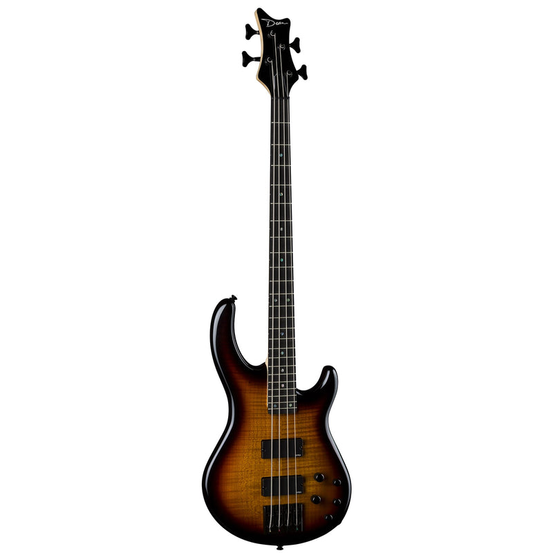 Dean Guitars USA E4 FM USA Edge Flame Top Electric Bass (Trans Brazilia Burst)