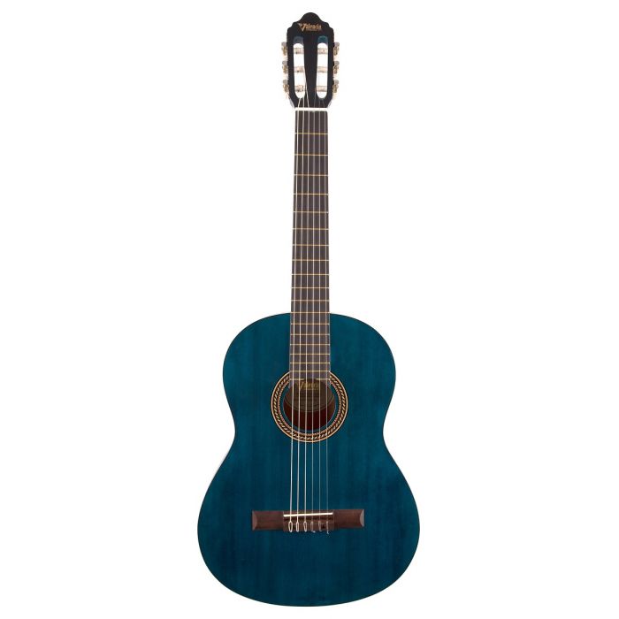 Valencia VC204-TBU Guitare classique taille 4/4 (finition bleu transparent satiné)