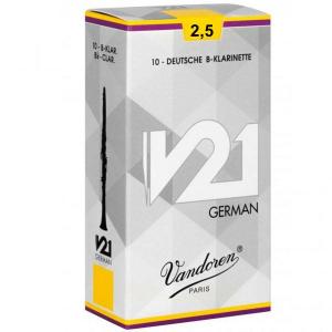 Vandoren CR8625 V21 German Clarinet Reeds 2.5 Strength (Box of 10)