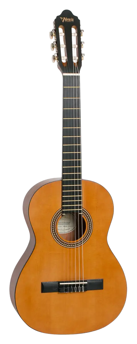 Valencia VC203L Guitare classique taille 3/4 pour gaucher (finition satinée naturelle antique)