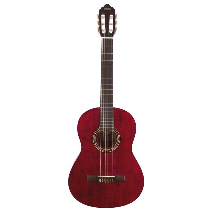 Valencia VC204-TWR Guitare classique taille 4/4 4/4 (finition rouge satinée transparente)