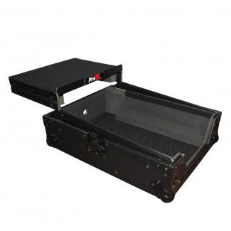 ProX XS-M12LTBL Mixer ATA Flight Hard Case For Large Format 12 Universal Dj Mixer w/Laptop Shelf (Black On Black) (USED)
